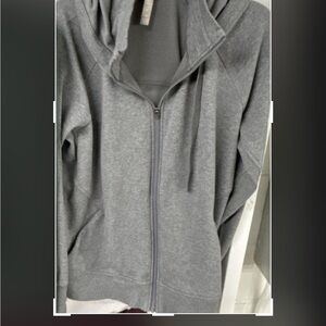 Athleta Medium Gray Zip Up Sweatshirt w/Hood and Thumbholes Size XL